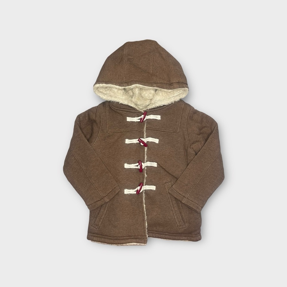 Mini Boden Brown Hooded Fleece Lined Duffle Coat